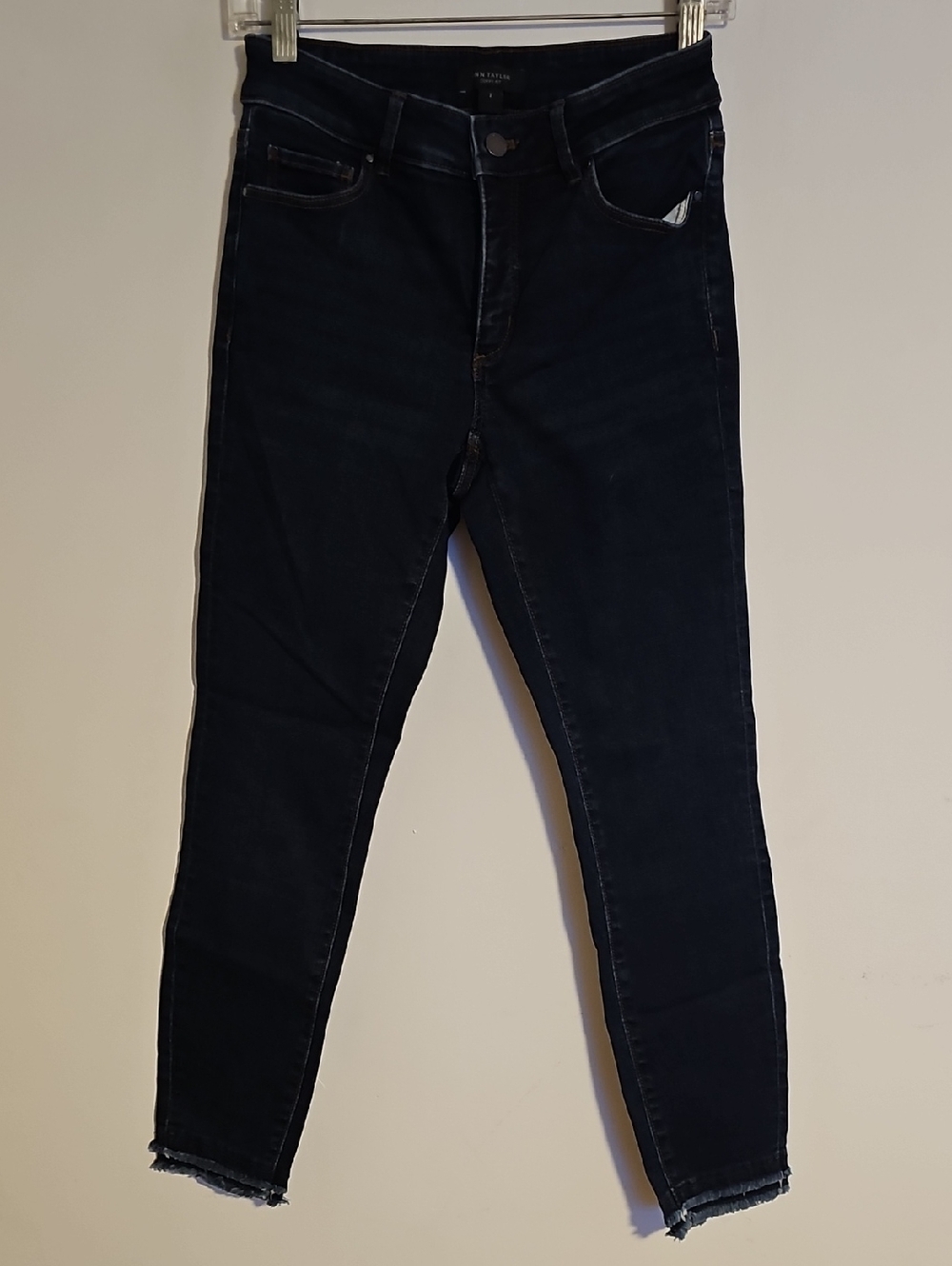 Ann Taylor Black Skinny Jeans with Frayed Hem